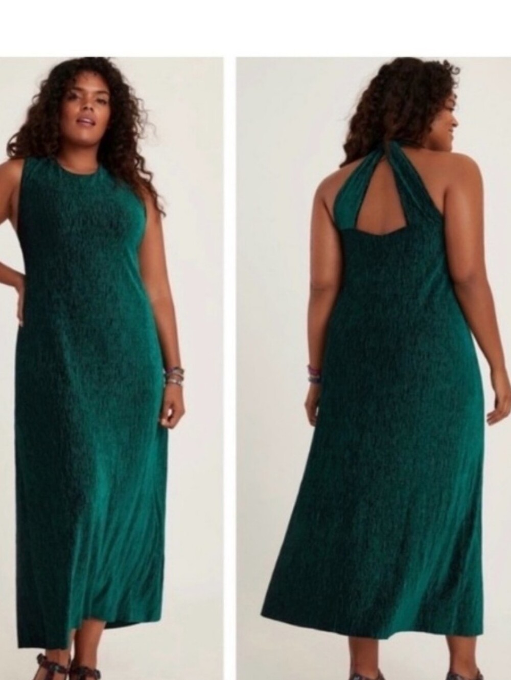 Anthropologie Emerald Textured Halter Maxi Dress - Women
